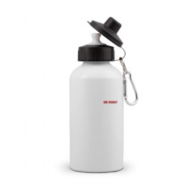 Бутылка спортивная с принтом Мистер Робот , металл | емкость — 500 мл, в комплекте две пластиковые крышки и карабин для крепления | 