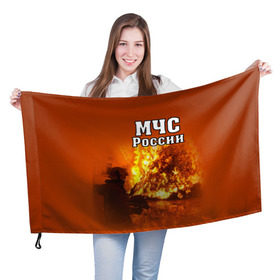 Флаг 3D с принтом МЧС России , 100% полиэстер | плотность ткани — 95 г/м2, размер — 67 х 109 см. Принт наносится с одной стороны | мчс | пожарный | россии