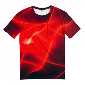 Мужская футболка 3D с принтом Мерцание , 100% полиэфир | прямой крой, круглый вырез горловины, длина до линии бедер | Тематика изображения на принте: волны | красный | размытый