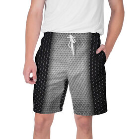 Мужские шорты 3D с принтом Кольчужка ,  полиэстер 100% | прямой крой, два кармана без застежек по бокам. Мягкая трикотажная резинка на поясе, внутри которой широкие завязки. Длина чуть выше колен | кольчуга | металл | сетка