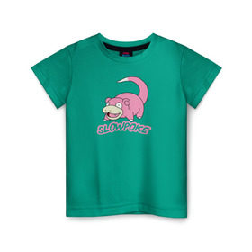 Детская футболка хлопок с принтом Slowpoke , 100% хлопок | круглый вырез горловины, полуприлегающий силуэт, длина до линии бедер | pikachu | pokemon | slowpoke | пикачу | покемон | покемоны | слоупок