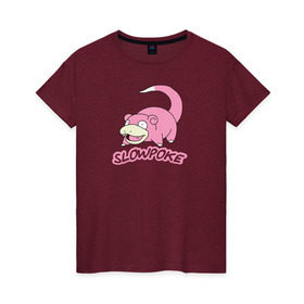 Женская футболка хлопок с принтом Slowpoke , 100% хлопок | прямой крой, круглый вырез горловины, длина до линии бедер, слегка спущенное плечо | pikachu | pokemon | slowpoke | пикачу | покемон | покемоны | слоупок