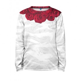 Детский лонгслив 3D с принтом Roses White , 100% полиэстер | длинные рукава, круглый вырез горловины, полуприлегающий силуэт
 | розы цветы swag тренд мода клубная