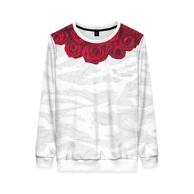 Женский свитшот 3D с принтом Roses White , 100% полиэстер с мягким внутренним слоем | круглый вырез горловины, мягкая резинка на манжетах и поясе, свободная посадка по фигуре | розы цветы swag тренд мода клубная