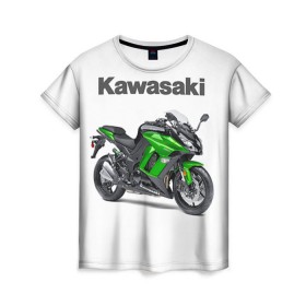 Женская футболка 3D с принтом Kawasaky Ninja 1000 , 100% полиэфир ( синтетическое хлопкоподобное полотно) | прямой крой, круглый вырез горловины, длина до линии бедер | kawasaky