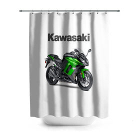 Штора 3D для ванной с принтом Kawasaky Ninja 1000 , 100% полиэстер | плотность материала — 100 г/м2. Стандартный размер — 146 см х 180 см. По верхнему краю — пластиковые люверсы для креплений. В комплекте 10 пластиковых колец | kawasaky