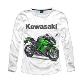 Женский лонгслив 3D с принтом Kawasaky Ninja 1000 , 100% полиэстер | длинные рукава, круглый вырез горловины, полуприлегающий силуэт | kawasaky