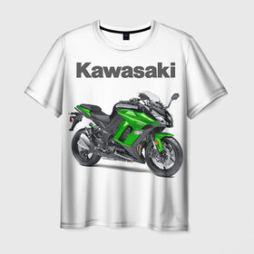 Мужская футболка 3D с принтом Kawasaky Ninja 1000 , 100% полиэфир | прямой крой, круглый вырез горловины, длина до линии бедер | kawasaky