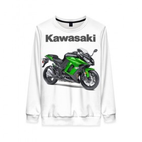 Женский свитшот 3D с принтом Kawasaky Ninja 1000 , 100% полиэстер с мягким внутренним слоем | круглый вырез горловины, мягкая резинка на манжетах и поясе, свободная посадка по фигуре | kawasaky