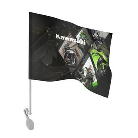 Флаг для автомобиля с принтом Kawasaky , 100% полиэстер | Размер: 30*21 см | kawasaky