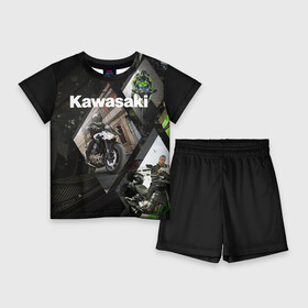 Детский костюм с шортами 3D с принтом Kawasaky ,  |  | Тематика изображения на принте: kawasaky