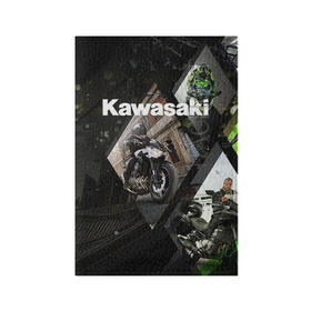 Обложка для паспорта матовая кожа с принтом Kawasaky , натуральная матовая кожа | размер 19,3 х 13,7 см; прозрачные пластиковые крепления | kawasaky