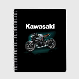 Тетрадь с принтом Kawasaky concept , 100% бумага | 48 листов, плотность листов — 60 г/м2, плотность картонной обложки — 250 г/м2. Листы скреплены сбоку удобной пружинной спиралью. Уголки страниц и обложки скругленные. Цвет линий — светло-серый
 | kawasaky