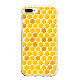 Чехол для iPhone 7Plus/8 Plus матовый с принтом Медовые соты , Силикон | Область печати: задняя сторона чехла, без боковых панелей | Тематика изображения на принте: арт | еда | мед | пчелы | соты