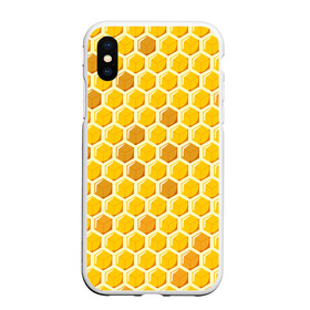 Чехол для iPhone XS Max матовый с принтом Медовые соты , Силикон | Область печати: задняя сторона чехла, без боковых панелей | Тематика изображения на принте: арт | еда | мед | пчелы | соты