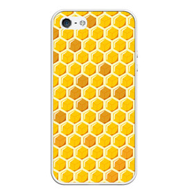 Чехол для iPhone 5/5S матовый с принтом Медовые соты , Силикон | Область печати: задняя сторона чехла, без боковых панелей | Тематика изображения на принте: арт | еда | мед | пчелы | соты