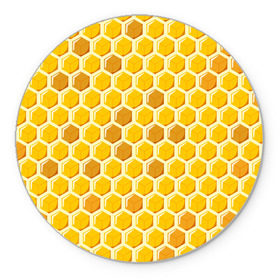 Коврик круглый с принтом Медовые соты , резина и полиэстер | круглая форма, изображение наносится на всю лицевую часть | арт | еда | мед | пчелы | соты