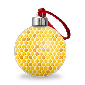 Ёлочный шар с принтом Медовые соты , Пластик | Диаметр: 77 мм | арт | еда | мед | пчелы | соты