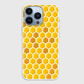Чехол для iPhone 13 Pro с принтом Медовые соты ,  |  | Тематика изображения на принте: арт | еда | мед | пчелы | соты