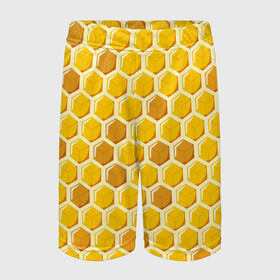 Детские спортивные шорты 3D с принтом Медовые соты ,  100% полиэстер
 | пояс оформлен широкой мягкой резинкой, ткань тянется
 | арт | еда | мед | пчелы | соты