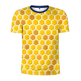 Мужская футболка 3D спортивная с принтом Медовые соты , 100% полиэстер с улучшенными характеристиками | приталенный силуэт, круглая горловина, широкие плечи, сужается к линии бедра | арт | еда | мед | пчелы | соты