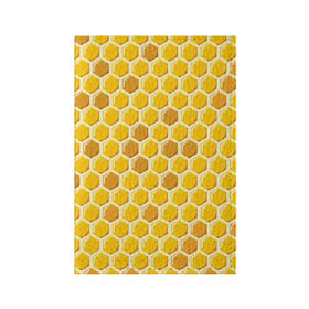 Обложка для паспорта матовая кожа с принтом Медовые соты , натуральная матовая кожа | размер 19,3 х 13,7 см; прозрачные пластиковые крепления | Тематика изображения на принте: арт | еда | мед | пчелы | соты
