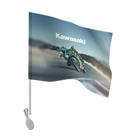 Флаг для автомобиля с принтом Kawasaky sport , 100% полиэстер | Размер: 30*21 см | kawasaky