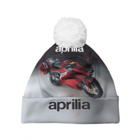 Шапка 3D c помпоном с принтом Aprilia RST , 100% полиэстер | универсальный размер, печать по всей поверхности изделия | 