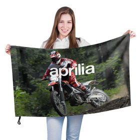 Флаг 3D с принтом Aprilia RXV480 , 100% полиэстер | плотность ткани — 95 г/м2, размер — 67 х 109 см. Принт наносится с одной стороны | aprilia