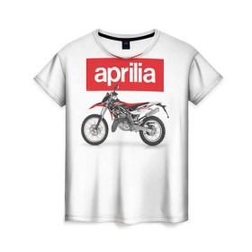 Женская футболка 3D с принтом Aprilia enduro , 100% полиэфир ( синтетическое хлопкоподобное полотно) | прямой крой, круглый вырез горловины, длина до линии бедер | aprilia
