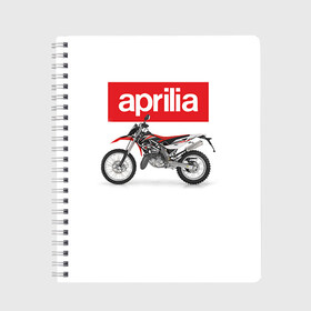 Тетрадь с принтом Aprilia enduro , 100% бумага | 48 листов, плотность листов — 60 г/м2, плотность картонной обложки — 250 г/м2. Листы скреплены сбоку удобной пружинной спиралью. Уголки страниц и обложки скругленные. Цвет линий — светло-серый
 | Тематика изображения на принте: aprilia