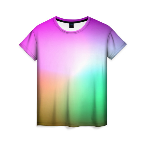 Женская футболка 3D с принтом Сочетание красок , 100% полиэфир ( синтетическое хлопкоподобное полотно) | прямой крой, круглый вырез горловины, длина до линии бедер | градиент | пятна | разноцветные