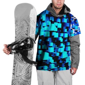 Накидка на куртку 3D с принтом Кубическая текстура , 100% полиэстер |  | Тематика изображения на принте: кубы | объем | синий