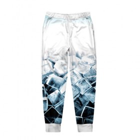Мужские брюки 3D с принтом Кубики льда , 100% полиэстер | манжеты по низу, эластичный пояс регулируется шнурком, по бокам два кармана без застежек, внутренняя часть кармана из мелкой сетки | синий