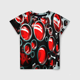 Детская футболка 3D с принтом Texno music , 100% гипоаллергенный полиэфир | прямой крой, круглый вырез горловины, длина до линии бедер, чуть спущенное плечо, ткань немного тянется | красный | окуляр