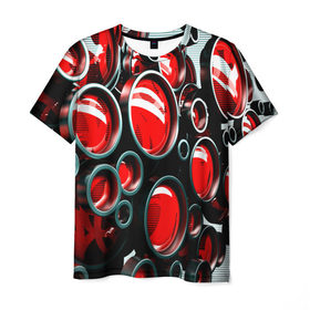 Мужская футболка 3D с принтом Texno music , 100% полиэфир | прямой крой, круглый вырез горловины, длина до линии бедер | красный | окуляр