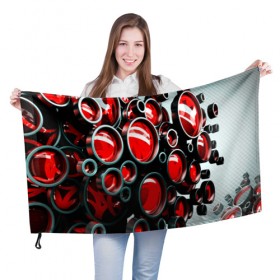 Флаг 3D с принтом Texno music , 100% полиэстер | плотность ткани — 95 г/м2, размер — 67 х 109 см. Принт наносится с одной стороны | красный | окуляр
