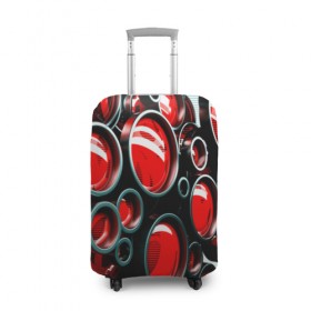 Чехол для чемодана 3D с принтом Texno music , 86% полиэфир, 14% спандекс | двустороннее нанесение принта, прорези для ручек и колес | красный | окуляр