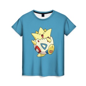 Женская футболка 3D с принтом Тогепи , 100% полиэфир ( синтетическое хлопкоподобное полотно) | прямой крой, круглый вырез горловины, длина до линии бедер | pokemon | togepi | покемон | тогепи