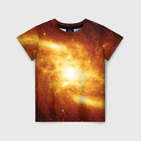 Детская футболка 3D с принтом Огненная галактика , 100% гипоаллергенный полиэфир | прямой крой, круглый вырез горловины, длина до линии бедер, чуть спущенное плечо, ткань немного тянется | вселенная | галактика | звёзды | земля | комета | космос | метеориты | метеоры | млечный путь | орбита | планеты | солнечная система | солнце