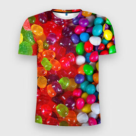 Мужская футболка 3D спортивная с принтом Вкусняшки , 100% полиэстер с улучшенными характеристиками | приталенный силуэт, круглая горловина, широкие плечи, сужается к линии бедра | вкуснотища | вкусняшки | глазурь | карамельки | конфетки | конфеты | мармеладки | сахар | сладости