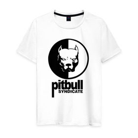 Мужская футболка хлопок с принтом Питбуль , 100% хлопок | прямой крой, круглый вырез горловины, длина до линии бедер, слегка спущенное плечо. | питбуль | собака