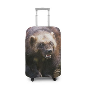 Чехол для чемодана 3D с принтом Росомаха , 86% полиэфир, 14% спандекс | двустороннее нанесение принта, прорези для ручек и колес | животные | лес | медведи | охота | природа | туризм