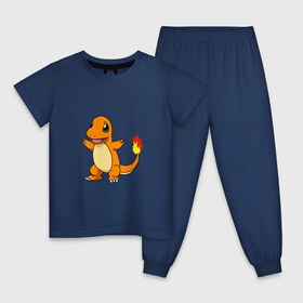 Детская пижама хлопок с принтом Чармандер , 100% хлопок |  брюки и футболка прямого кроя, без карманов, на брюках мягкая резинка на поясе и по низу штанин
 | Тематика изображения на принте: покемон | чармандер