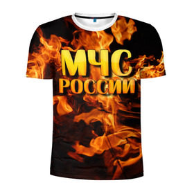Мужская футболка 3D спортивная с принтом МЧС России 2 , 100% полиэстер с улучшенными характеристиками | приталенный силуэт, круглая горловина, широкие плечи, сужается к линии бедра | мчс | пожарный | россии