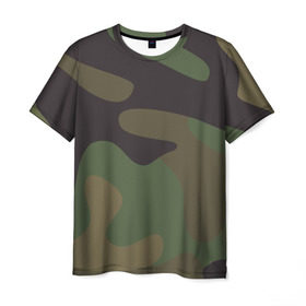 Мужская футболка 3D с принтом Камуфляж (хаки) , 100% полиэфир | прямой крой, круглый вырез горловины, длина до линии бедер | Тематика изображения на принте: camouflage | камуфляж | хаки