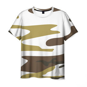 Мужская футболка 3D с принтом Зимний камуфляж , 100% полиэфир | прямой крой, круглый вырез горловины, длина до линии бедер | Тематика изображения на принте: camo | camouflage | камо | камуфляж