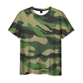 Мужская футболка 3D с принтом Лесной камуфляж , 100% полиэфир | прямой крой, круглый вырез горловины, длина до линии бедер | Тематика изображения на принте: camouflage | forest camouflage | камуфляж | лесной камуфляж