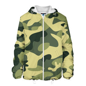 Мужская куртка 3D с принтом Зелёный камуфляж , ткань верха — 100% полиэстер, подклад — флис | прямой крой, подол и капюшон оформлены резинкой с фиксаторами, два кармана без застежек по бокам, один большой потайной карман на груди. Карман на груди застегивается на липучку | camouflage | green camouflage | зеленый камуфляж | камуфляж
