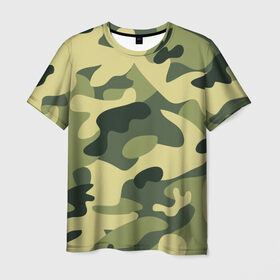 Мужская футболка 3D с принтом Зелёный камуфляж , 100% полиэфир | прямой крой, круглый вырез горловины, длина до линии бедер | Тематика изображения на принте: camouflage | green camouflage | зеленый камуфляж | камуфляж